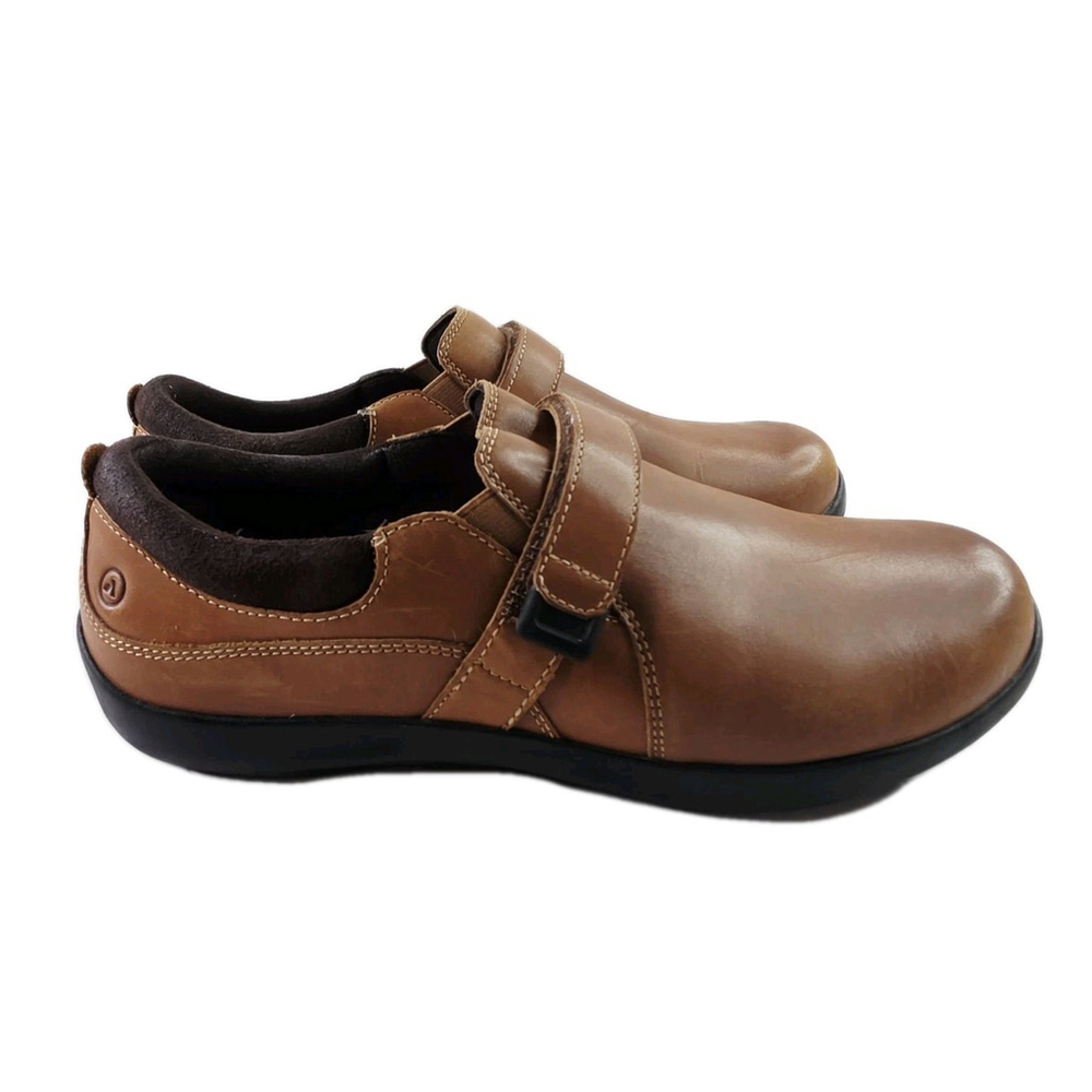 Anodyne Leather Cognac Casusl Dress Shoe Comfort Slip On Loafer Womens Size 9.5W